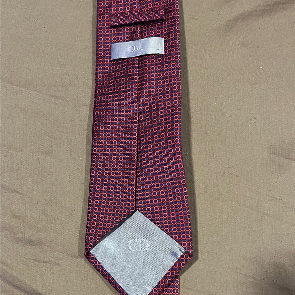 Dior Burgundy and Pink Geometric Tie